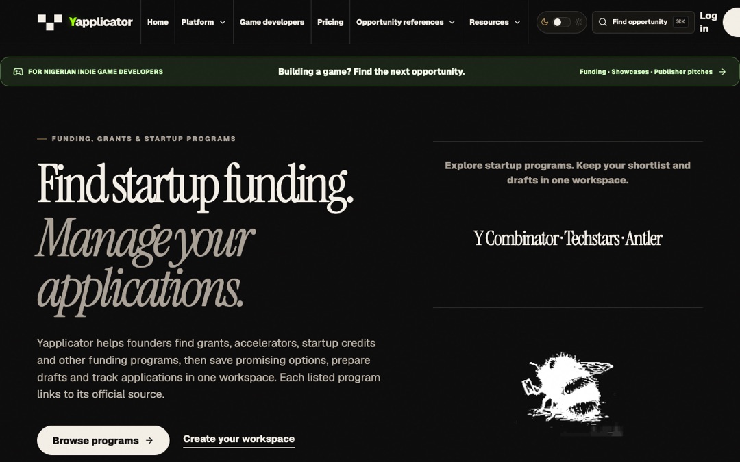 Live screenshot of the Yapplicator homepage